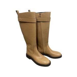 Tory Burch Women’s Double T Utility Logan Boots Tall Riding Derby Leather Sz 6.5